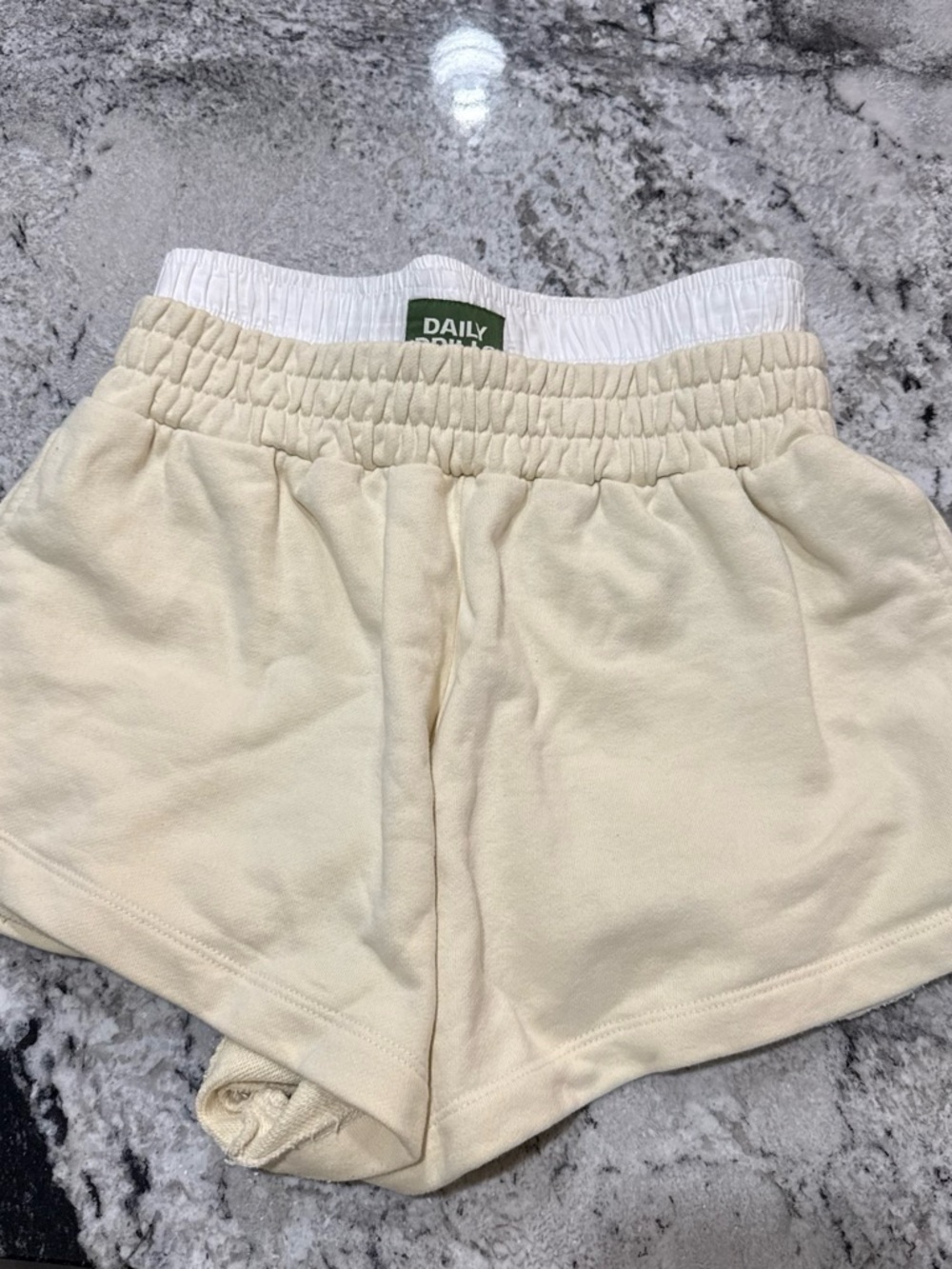 Daily Drills Cream Elastic-Waist Athletic Shorts